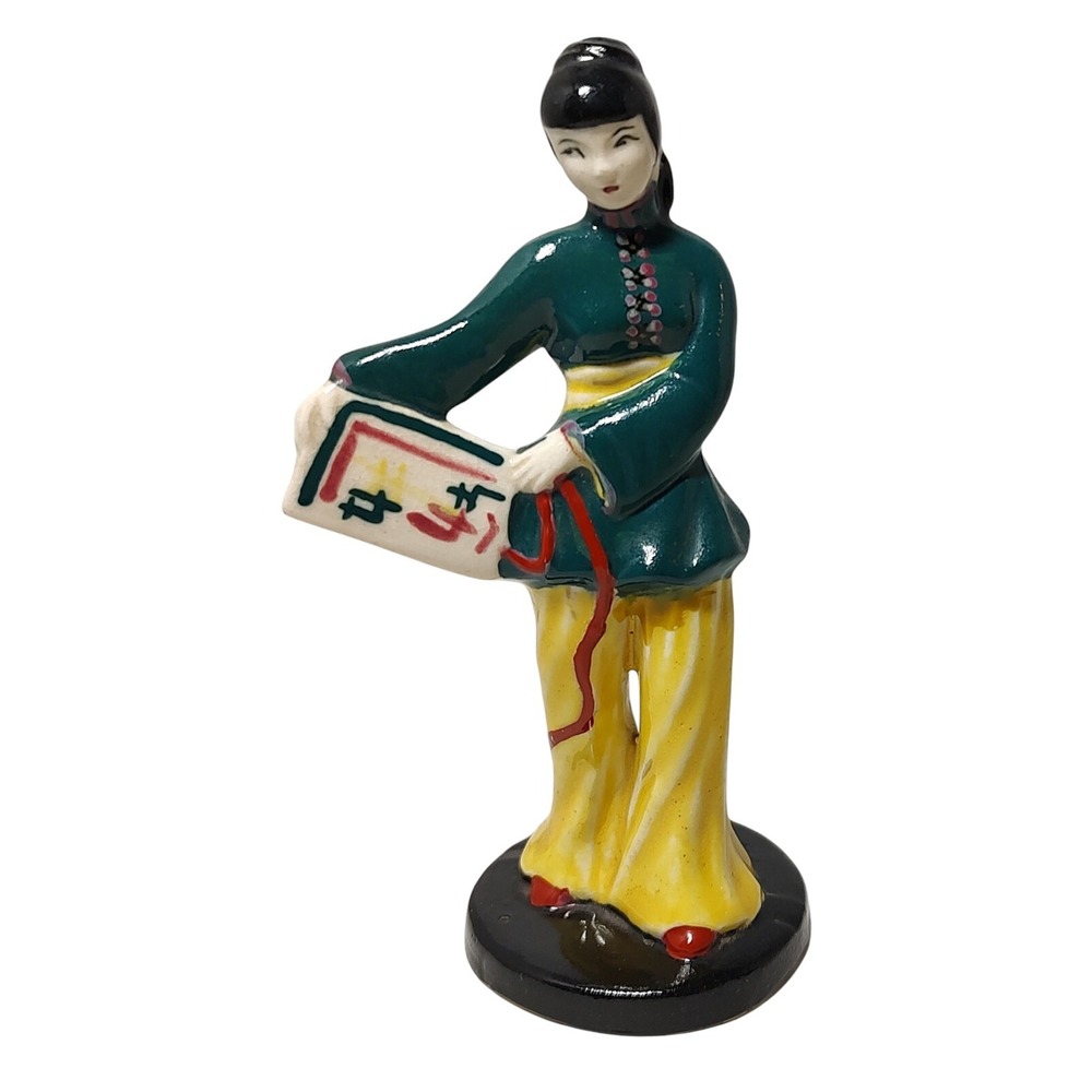 Vintage Asian Ceramic‎ Figurine Stamped Laurel Japan Cultural Dress Porcelain